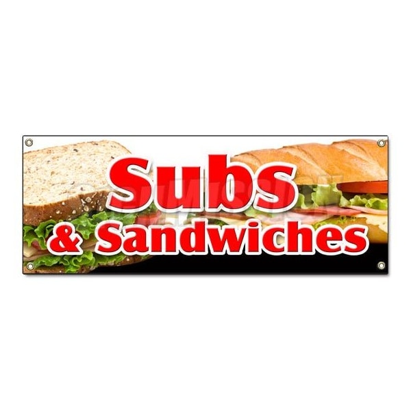 SUBS & SANDWICHES BANNER SIGN hero hoagie huge homemade grinders drinks